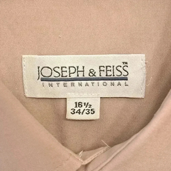 Joseph & Feiss Mens Dress Shirt Tan Beige 16.5 34/35 Long Sleeve Button Up Shirt - Picture 4 of 8